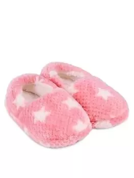 Image of TOTES Girls Star Close Back Slipper - Pink, Size 7-8 Younger