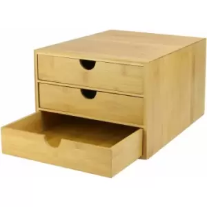 Image of Bamboo Desktop 3 Drawer Organiser Slim Opening M&W - Brown