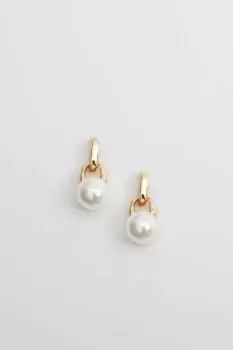Image of Gold Plated And Pearl Mini Drop Earrings