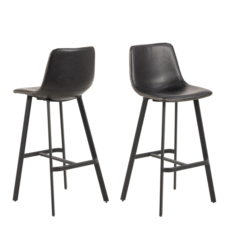 Image of Furniture To Go I Oregon Bar Chair In Black Set Of 2