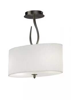 Image of Semi Flush Ceiling 2 Light E27, Satin Nickel with White Shade