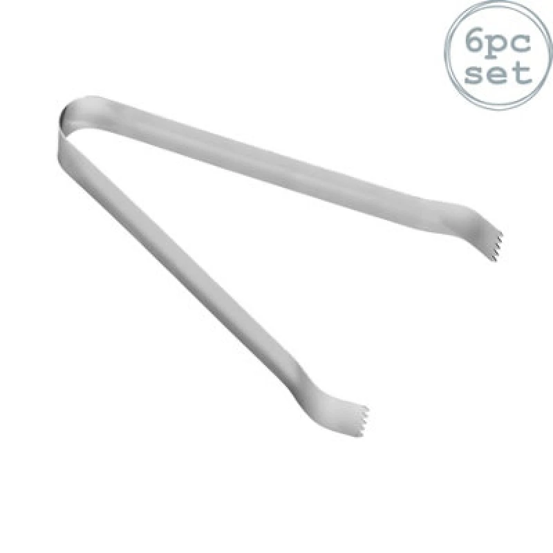 Image of Rink Drink Stainless Steel Ice Tongs - 16Cm - Silver - Pack Of 6