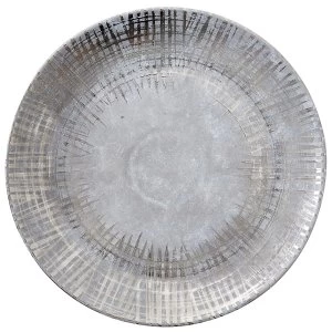 Image of Premier Housewares Embra Round Ceramic Plate - Grey/Silver Finish