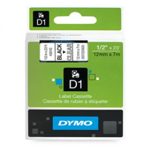 Image of Dymo 45010 Black on Clear Label Tape 12mm x 7m