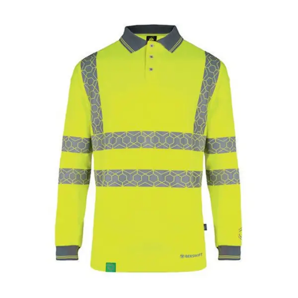 Image of Beeswift Envirowear Beeswift Envirowear High Visibility Long Sleeve Polo Shirt Saturn Yellow XL EWCPKLSSYXL