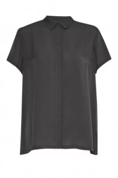 Image of French Connection Classic Crepe Short Sleeve Shirt Grey