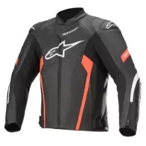 Image of Alpinestars Faster V2 Leather Black Red Fluo 56