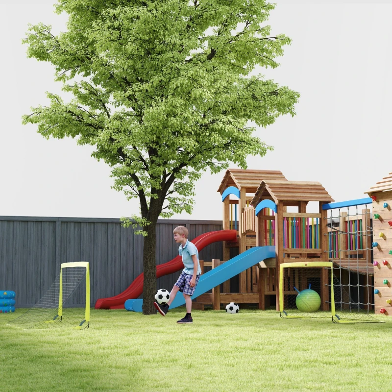 Image of HOMCOM Football Goal Folding Outdoor with All Weather Net 6'x3' Yellow, Yellow A62-015V00YL