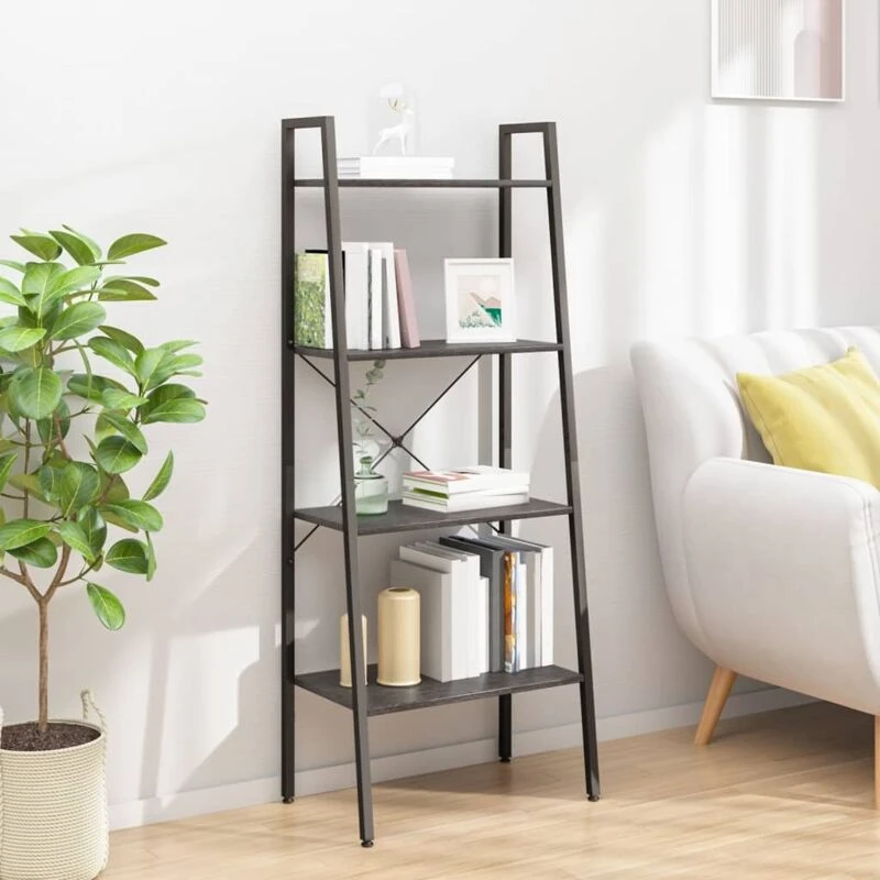 Image of Vidaxl 4-tier Standing Shelf Black 56X35X140 Cm, Black 336366