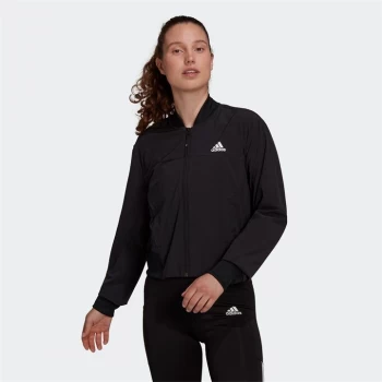 Image of adidas AEROREADY Designed to Move Print Cropped Track Top - Black