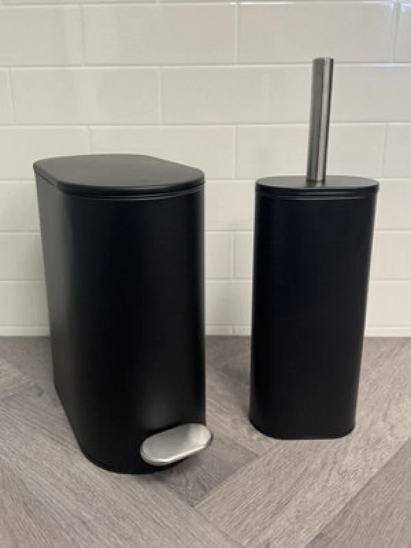 Image of Showerdrape Fortuna 5L Soft Close Bathroom Pedal Bin And Toilet Brush Set In Black