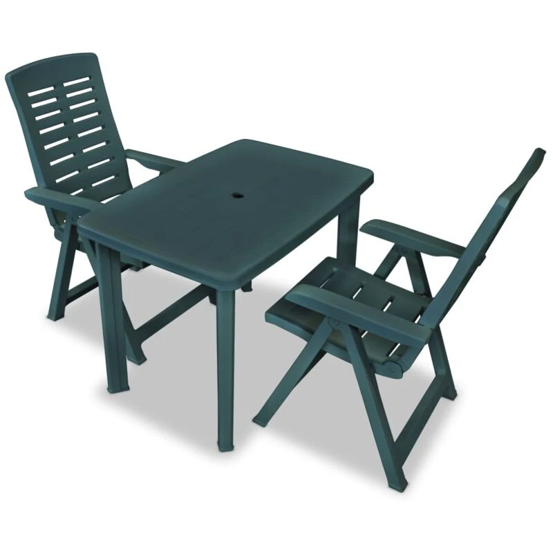Image of vidaXL Outdoor Bistro Set 3 Piece 101x68x72cm Green Garden Table Folding Chair