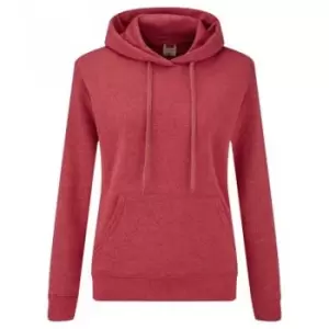 Image of Fruit of the Loom Classic Lady Fit Hooded Sweatshirt (XL) (Red Heather)