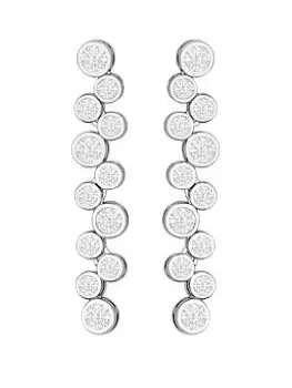 Image of Jon Richard Rhodium Plated Cubic Zirconia Multi Stone Round Drop Earrings, Silver, Women