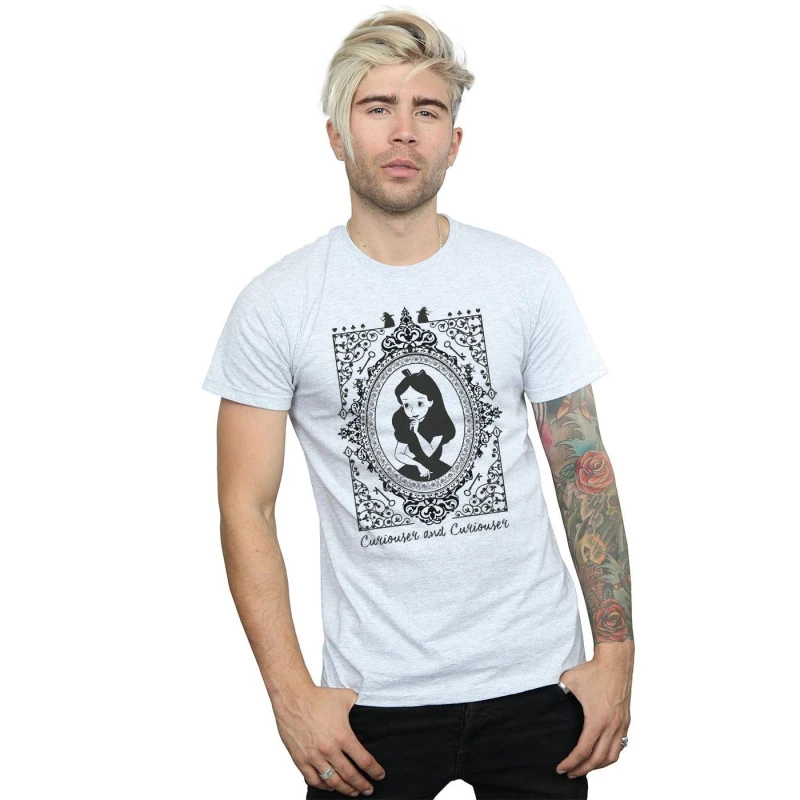 Image of Disney Men Alice In Wonderland Frame T-Shirt in Grey Size: Small Grey S Male 5057736325988