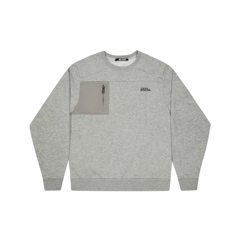 Image of No Fear Mens Tech Crewneck Jumper Grey Marl male S