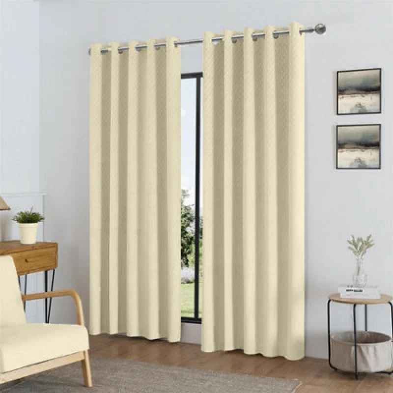 Image of Alan Symonds Temple Velvet Blackout Ring Top Curtains - Cream Cream 9