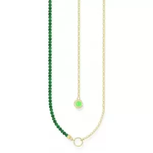 Image of Charmista Member Green Sterling Silver Gold Plated Stone Charm Necklace KE2190-140-6