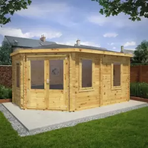 Image of Mercia 5m x 3m 44mm Wall Corner Lodge Grande