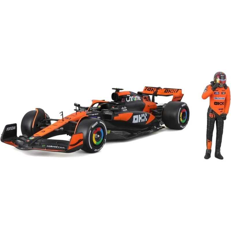 Image of Bburago F1 Mclaren MCL38 2024 With Driver Figure Piastri 1:24 Scale Model