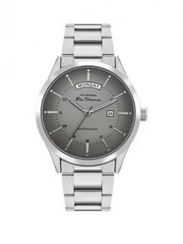 Image of Ben Sherman Grey Sunray DayDate Dial Stainless Steel Bracelet Mens Watch, One Colour, Men