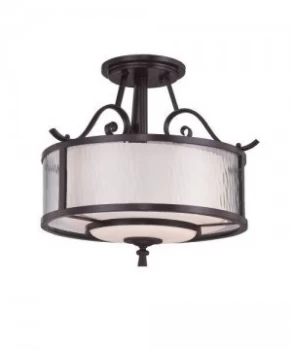 Image of 3 Light Semi Flush Ceiling Light Dark Cherry, E27