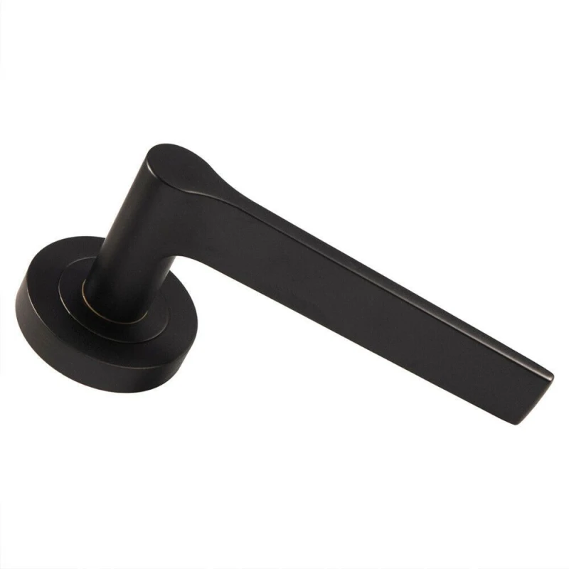 Image of Loops PAIR Straight Rounded Handle on Round Rose Concealed Fix Matt Black Black