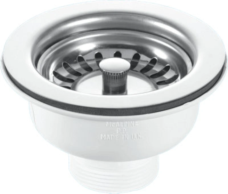 Image of McAlpine BSWCLS 1.5" Basket Strainer Waste: 113mm Stainless Steel Flange: Spring-Loaded Plug: Centre Pin Model White