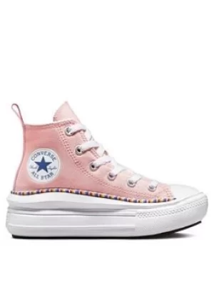 Image of Converse Chuck Taylor All Star Hi Childrens Girls Move Friendship Bracelet Platform Trainers -Pink/Multi, Pink/Multi, Size 13