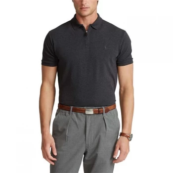 Image of Polo Ralph Lauren Zip Mesh Polo Shirt - Dark Grey Hth