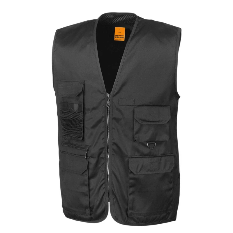 Image of Result Result Men Adventure Safari Waistcoat in Black Size: Medium Black M Male 5063527160058