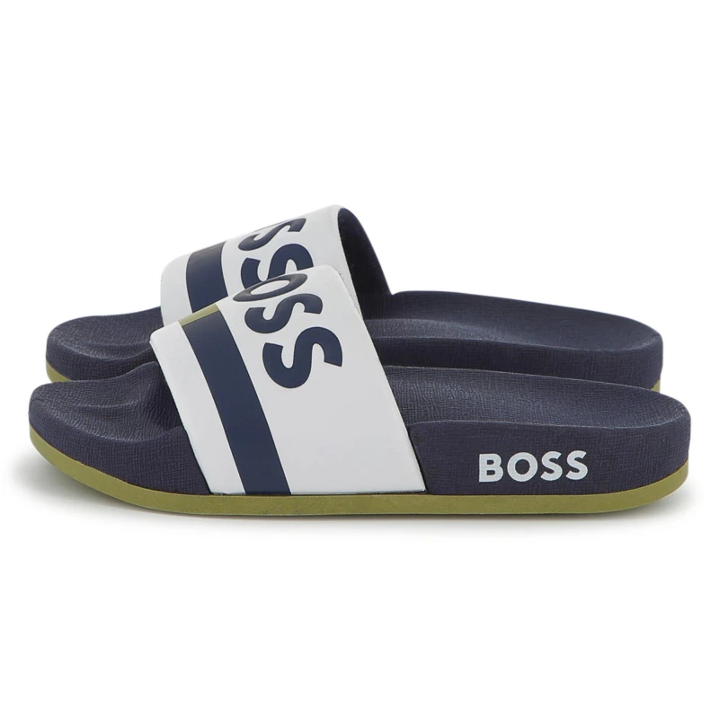 Image of Boss Kids Striped Pool Sliders White 10P male 3.5 (36)