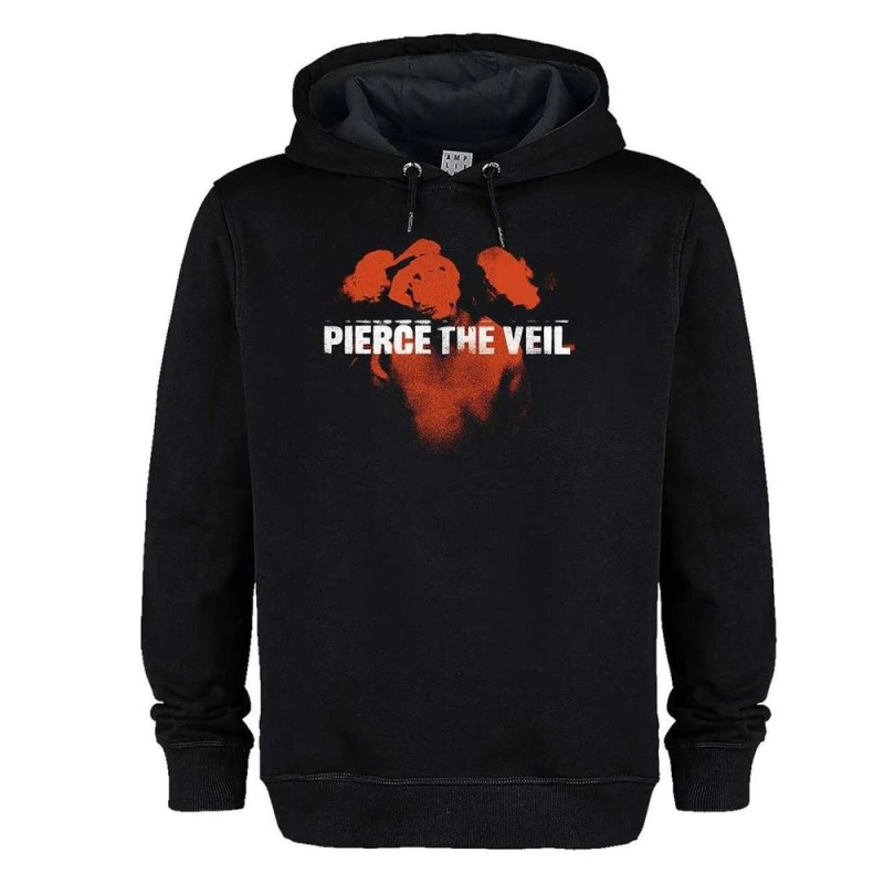 Image of Amplified Mens Red In The Face Pierce The Veil Hoodie in Black Size: XS Black Male XS
