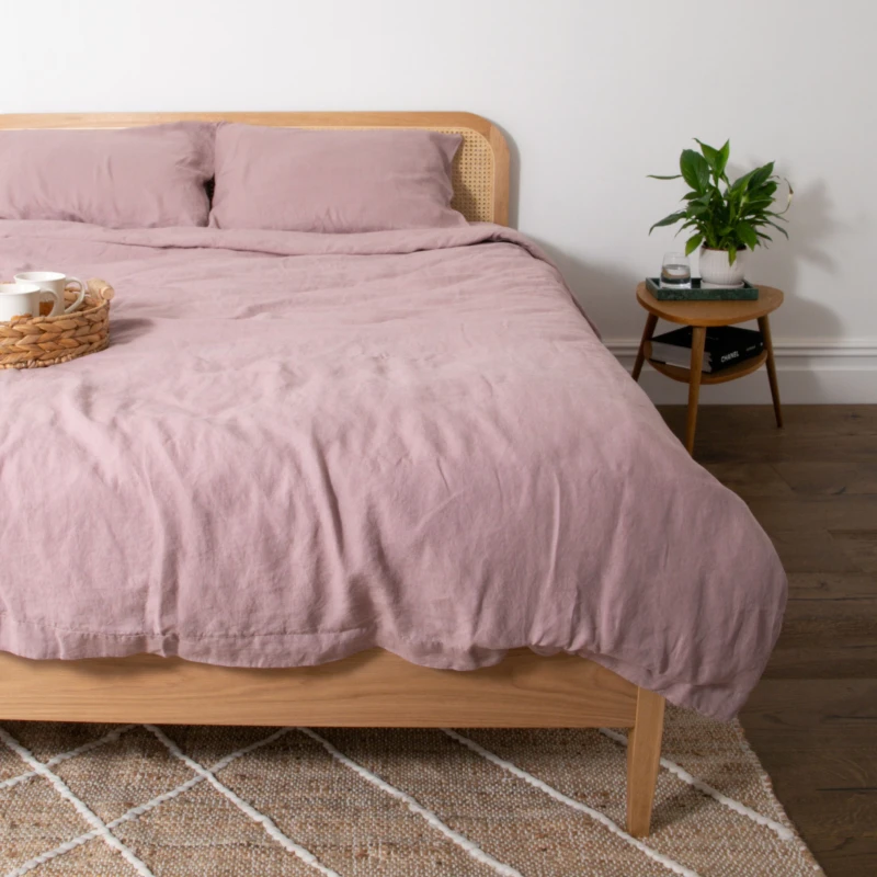 Image of Native Natural Blush Pink Double 100% Linen Duvet Cover (200x200cm) in Rose Rose Unisex Double