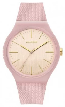 Image of Superdry Pale Pink Silicone Soft Touch Silicone Strap Off Watch