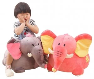 Image of Liberty House Toys Plush Elephant Riding Chair Grey.