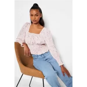 Image of I Saw It First Long Sleeve Square Neck Floral Top - Pink