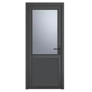 Image of Crystal uPVC Obscure Single Door Half Glass Half Panel Left Hand Open 890mm x 2090mm Obscure Glazing - Grey