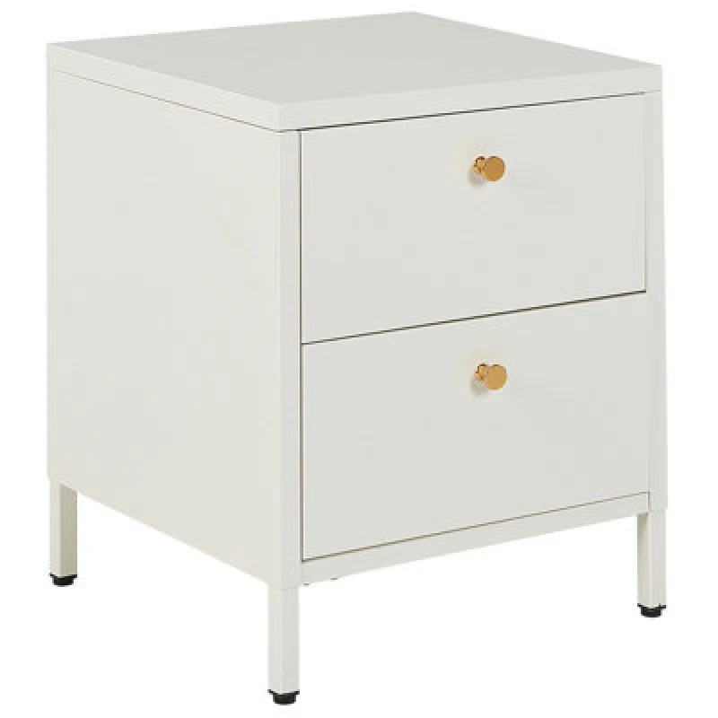 Image of Beliani 2 Drawer Bedside Table Kylea Metal White