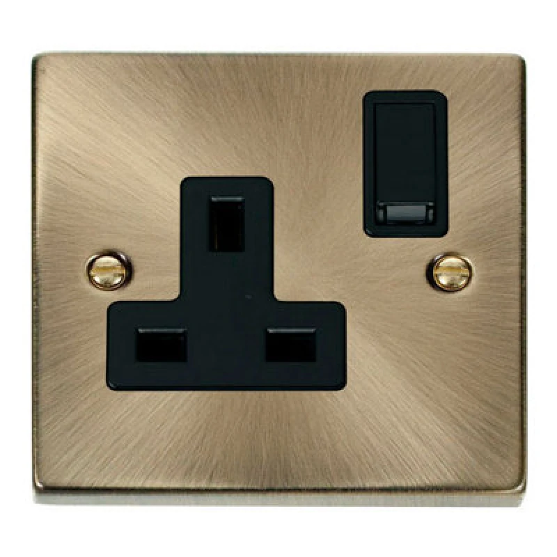 Image of SE Home Antique Brass 1 Gang 13A DP Switched Plug Socket Gold unisex