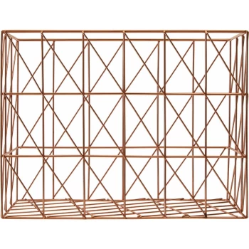 Image of Premier Housewares - Copper Finishing Rectangular Wire Basket Storage Solution For Pantry Kitchen Closet Bathroom Metal Basket With Contemporary