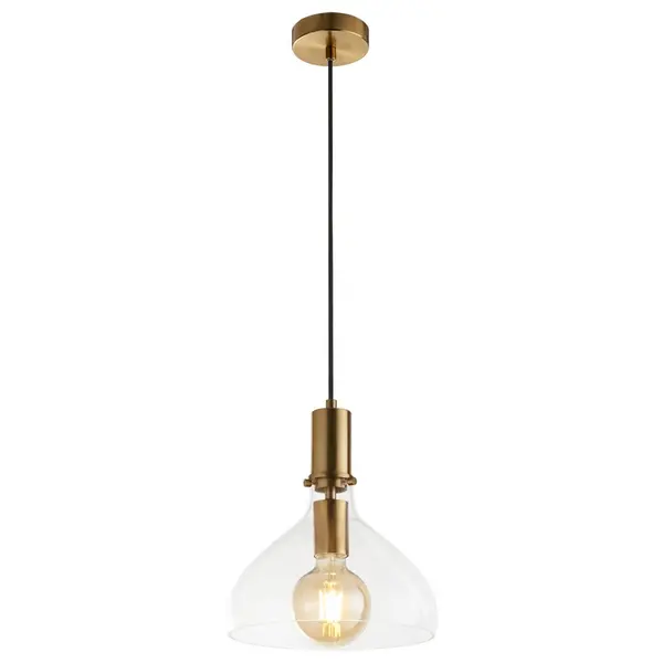 Image of Searchlight Margarita Glass Ceiling Pendant Light - Satin Brass