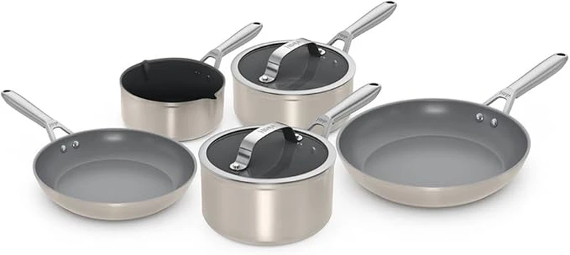 Image of Ninja UK Ninja Ceramic Pro 5 Piece Pan Set - Stone CW35000UKST