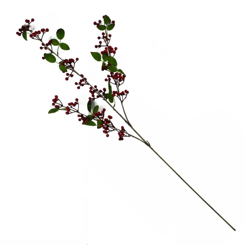 Image of Leaf Single Large Red Christmas Berry Spray 80cm Xmas Festive Decoration Botanik Red