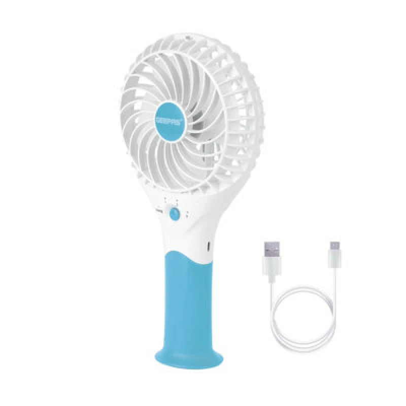 Image of Geepas Rechargeable Mini Desk Fan With 3 Speed Electric USB Travel Fan, Blue