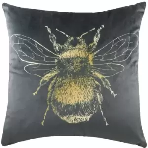 Image of Evans Lichfield Bee Cushion Cover (30cm x 50cm) (Grey) - Grey