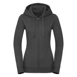 Image of Russell Womens/Ladies Authentic Zipped Hoodie (XS) (Charcoal Melange)