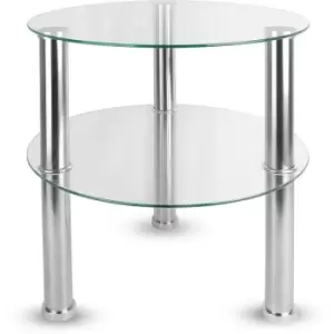 Image of Small Round 2 Tier Glass Table Clear M&W - Clear