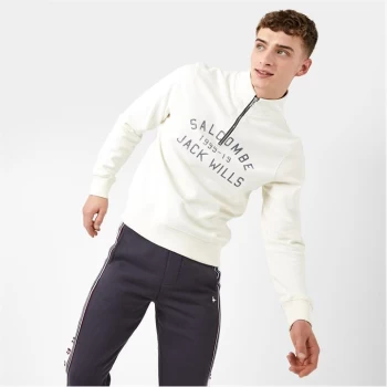 Image of Jack Wills Amersham Half Zip Sweatshirt - White