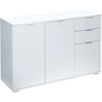 Image of Sideboard Cabinet White Oak Office Furniture Cupboard 2 Door Shelf Drawers Home DB131 - Weiß (de)